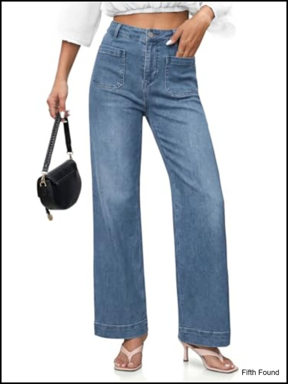 Wide Leg High Waisted Straight Leg Stretchy Denim Jeans